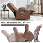 Brown PU Infinite Position Power Lift Recliner Chair