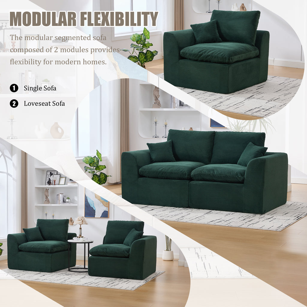 United We Win Modular Sectional Sofa - Comfy Cloud 2 Seater