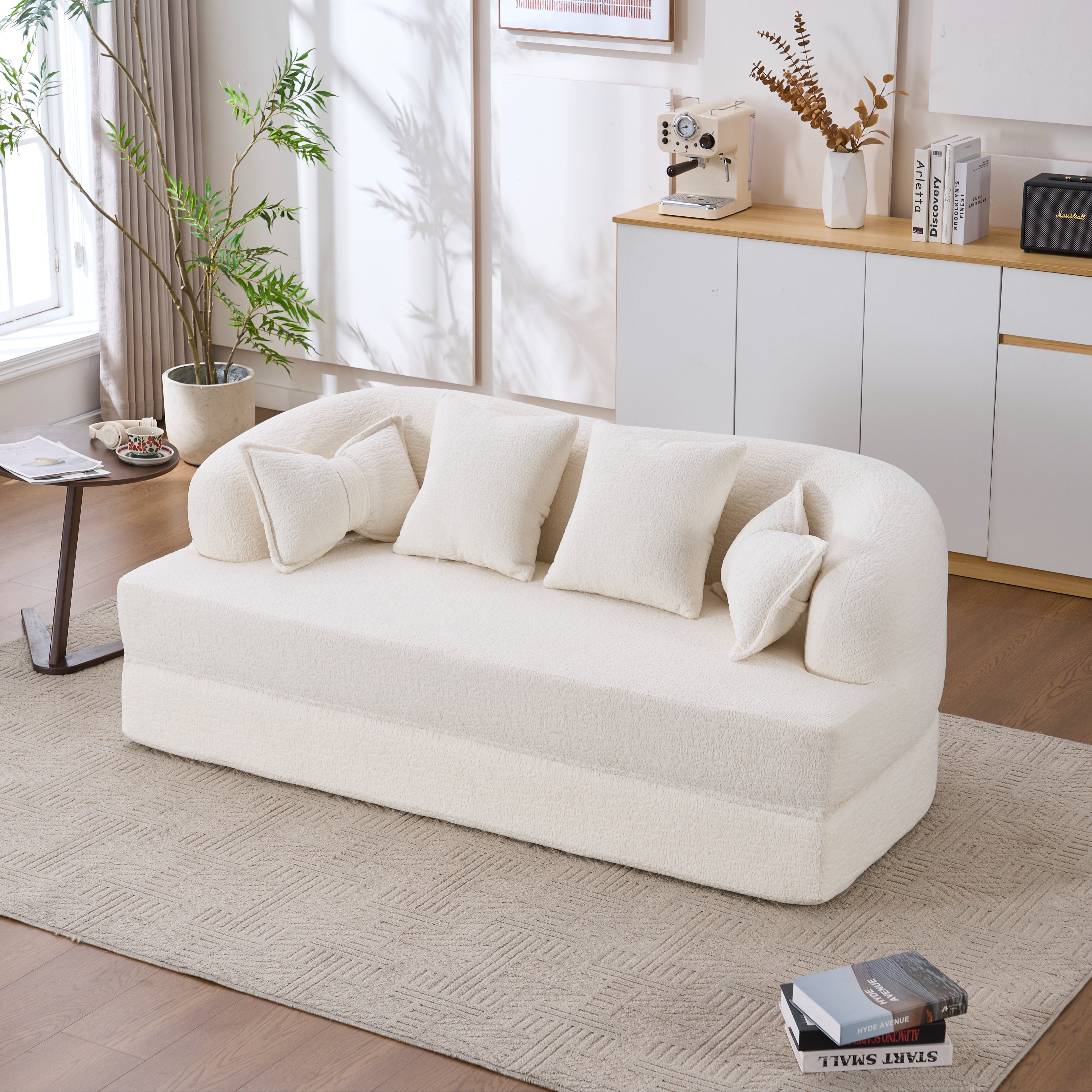 2-in-1 Foldable Sofa Bed with Pillows
