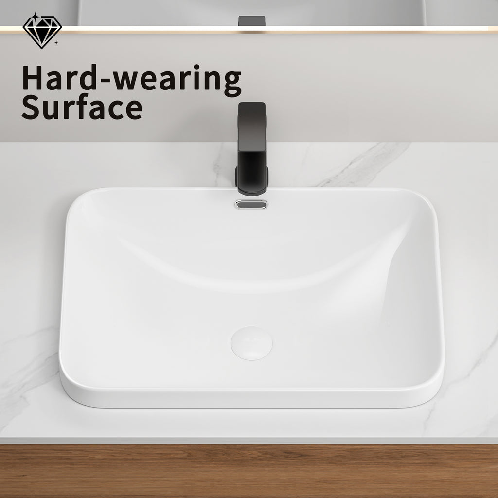 Ceramic Undermount Bathroom Sink 22.05" x 15.36" x 6.7"