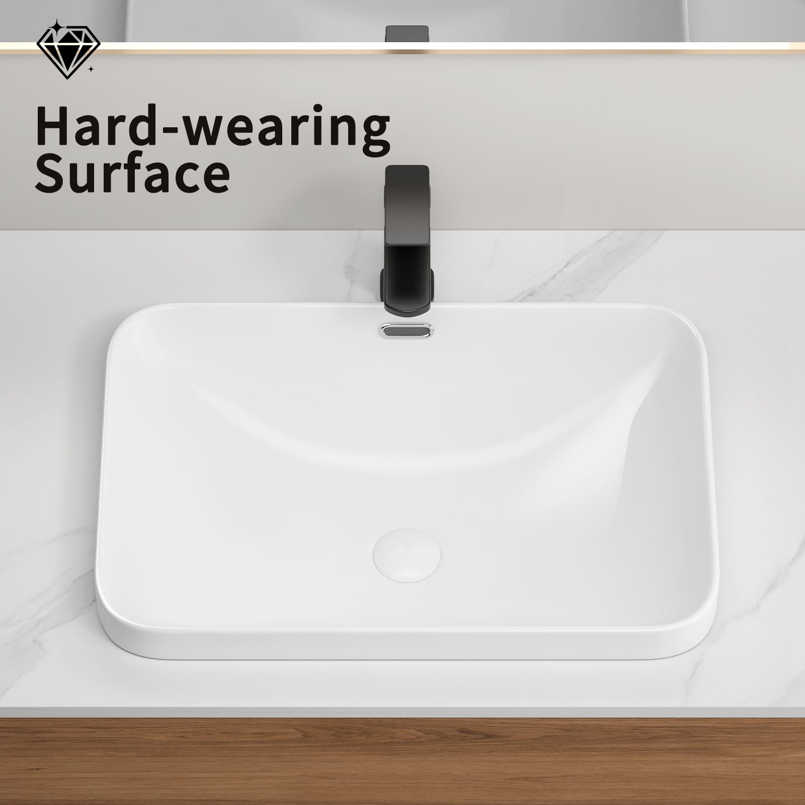 Ceramic Undermount Bathroom Sink 22.05" x 15.36" x 6.7"