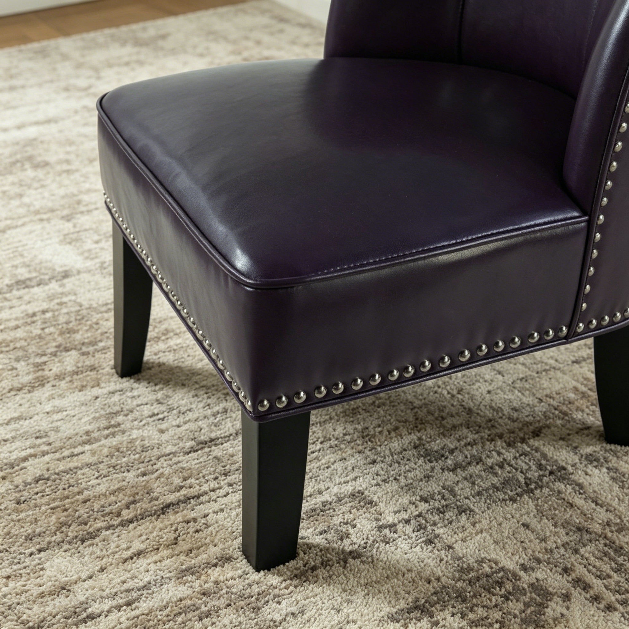 25.6" x 27.2" x 32.8" PU Leather Accent Chair in Purple