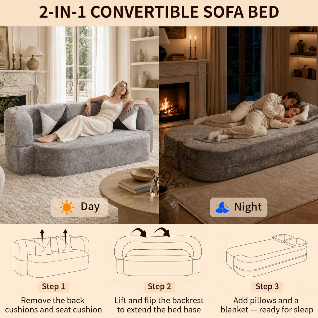 Eggshell Convertible Sofa Bed