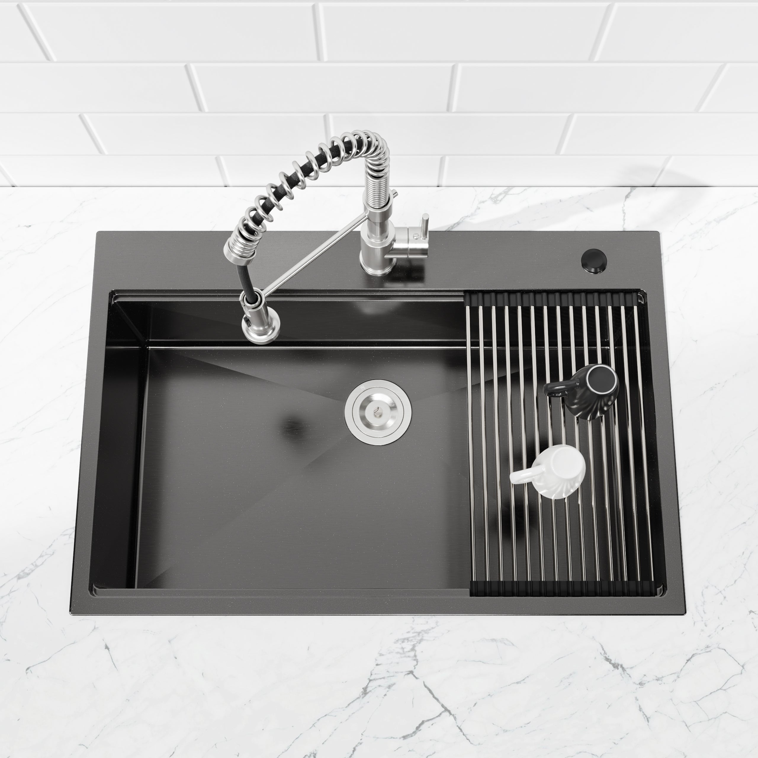 Stainless Steel Kitchen Sink, 33"x22" Single Bowl, Overmount Handmade Sink