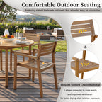 U_STYLE 5-Piece Outdoor Dining Set with Acacia Wood Chairs