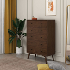 Caroline Mid Century Modern 5-Drawer Solid Wood Dresser