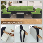 Cushion Covers for 7 Pcs Wicker Rattan Sectional Sofa