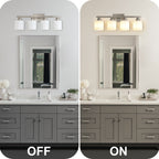 Modern 4-Light Bathroom Fixture with Nickel Finish and Milky
