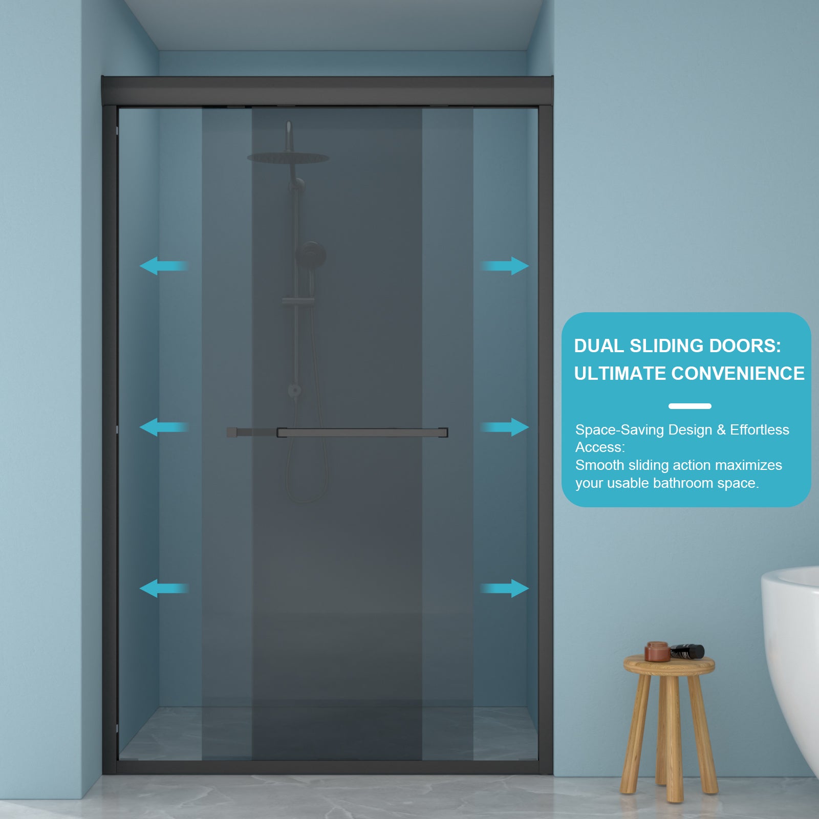 48"W x 76"H Double Sliding Glass Shower Door