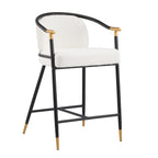26" H Upholstered Counter Stool with Metal Frame (Set of 2) - Beige