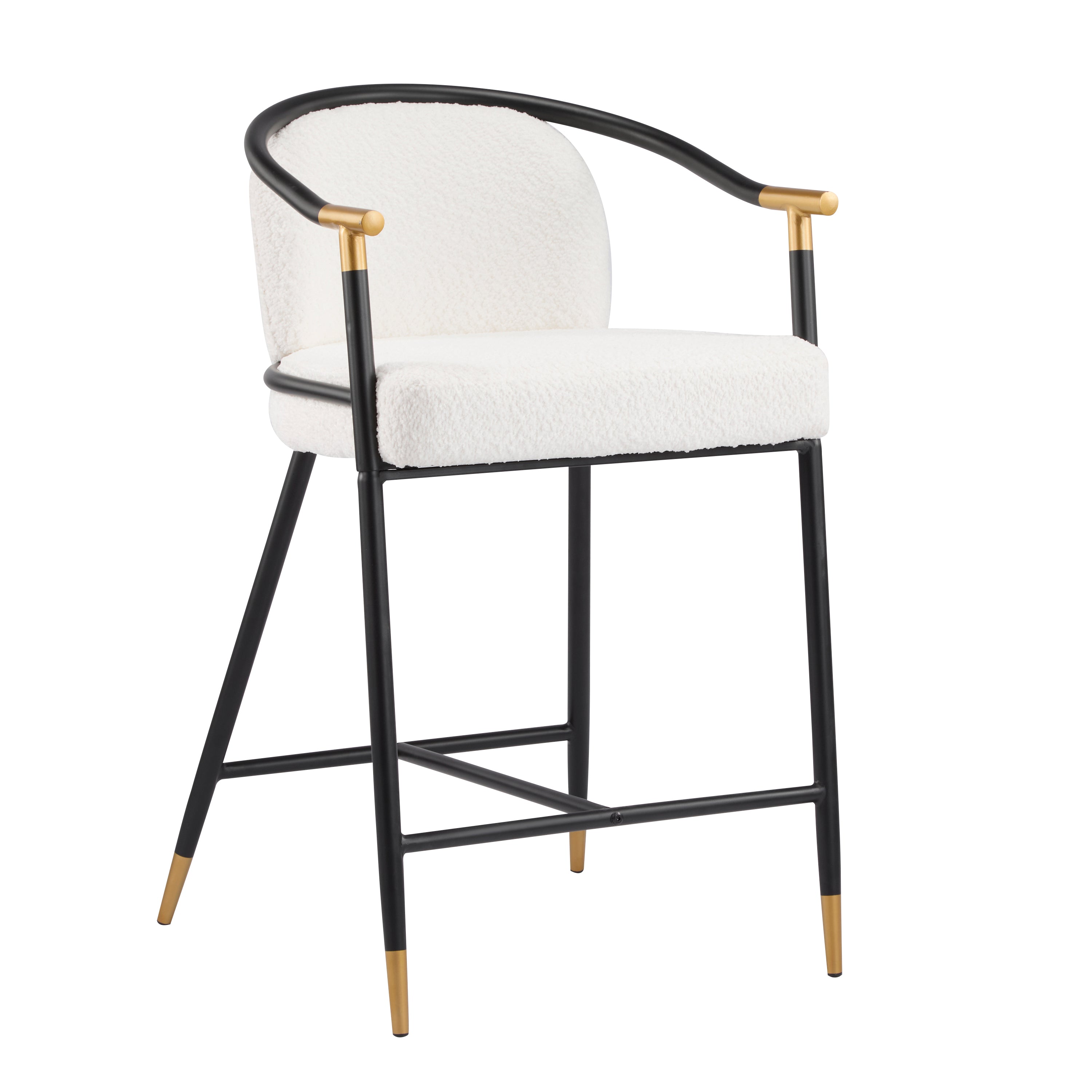 26" H Upholstered Counter Stool with Metal Frame (Set of 2) - Beige