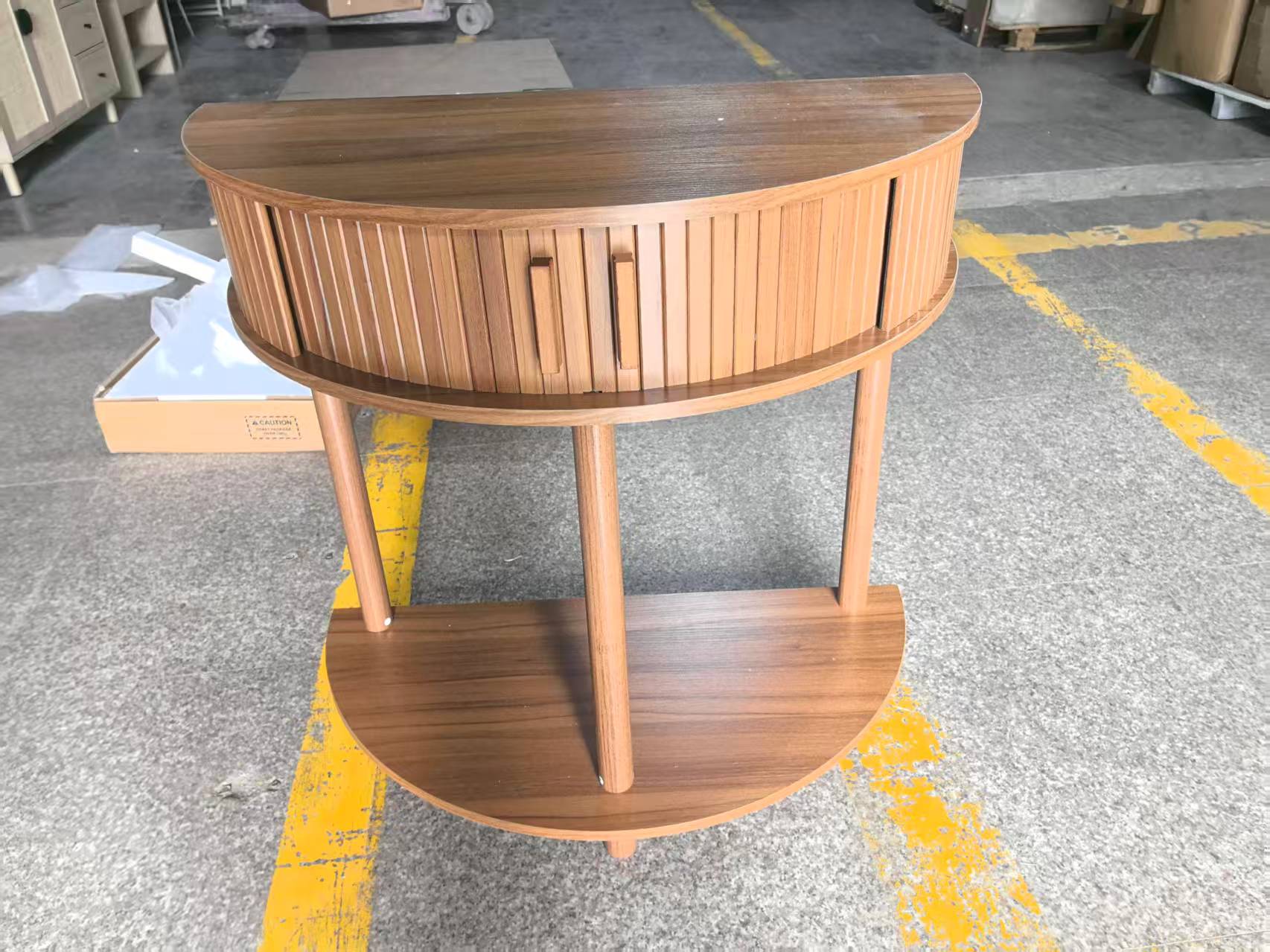 31.5-Inch Grooved Half-Moon Console Table