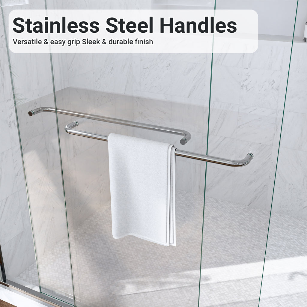 56"-60"W*60" H Semi-Frameless Double Sliding Shower Door