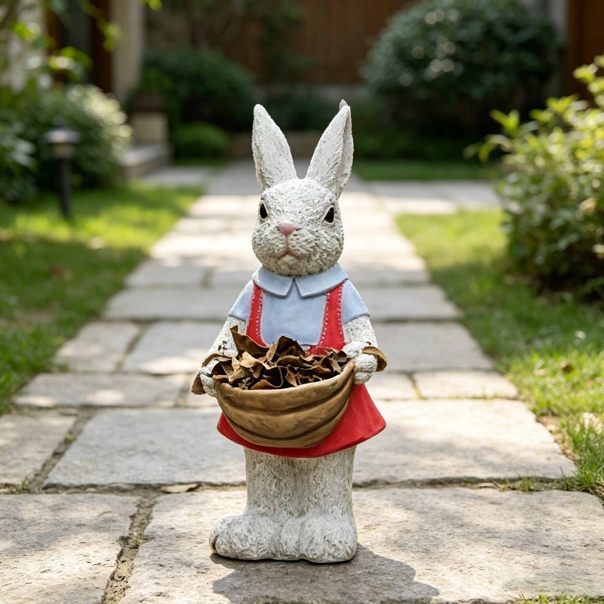 Whimsical Hand-Painted Garden Rabbit Statue
