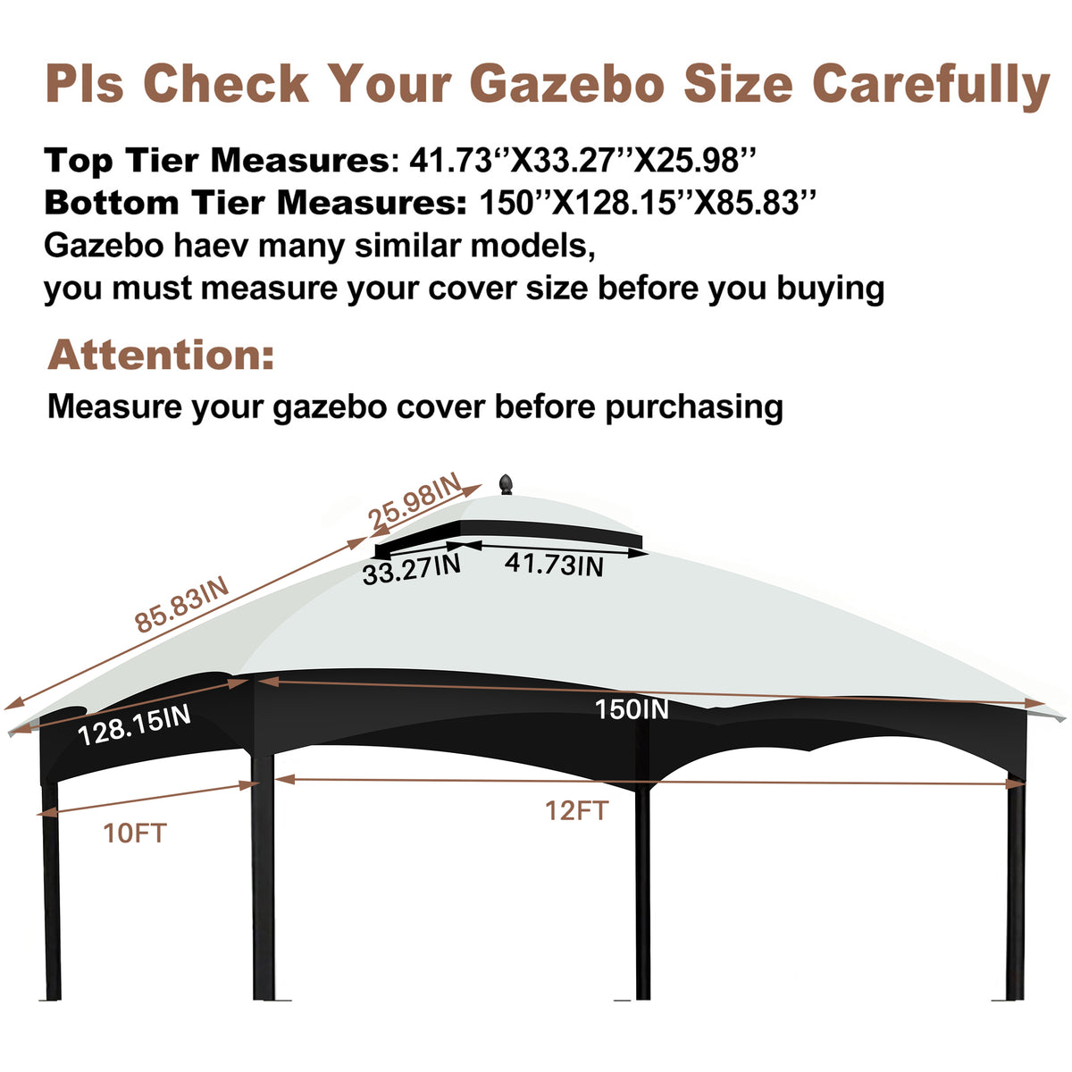 Replacement Canopy Top for Lowe's Allen Roth Heavy Duty Gazebo