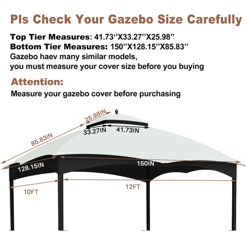 Replacement Canopy Top for Lowe's Allen Roth Heavy Duty Gazebo