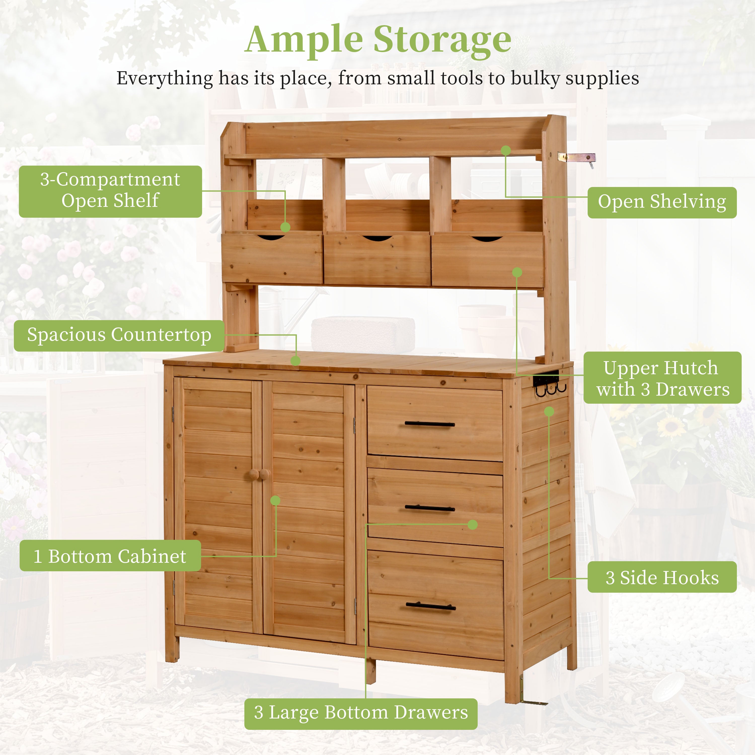 TOPMAX Farmhouse Patio Potting Bench