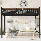 Full Size Loft Bed with Storage Shelves