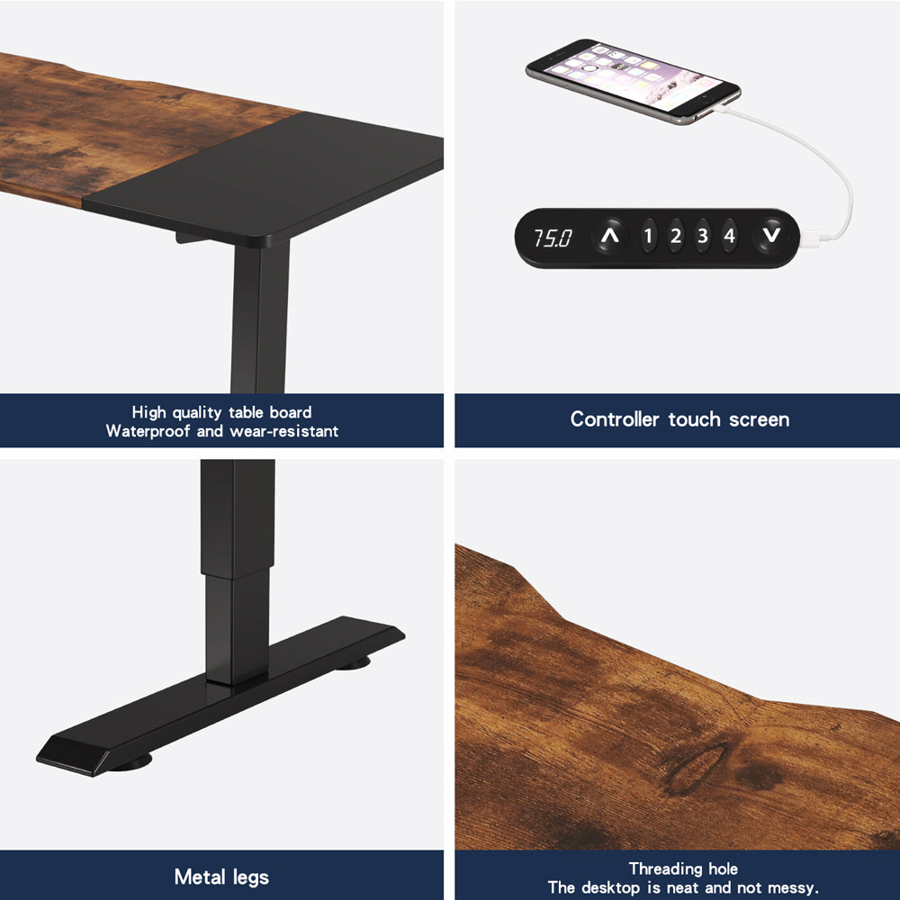 55"×24" Black & Rustic Standing Desk