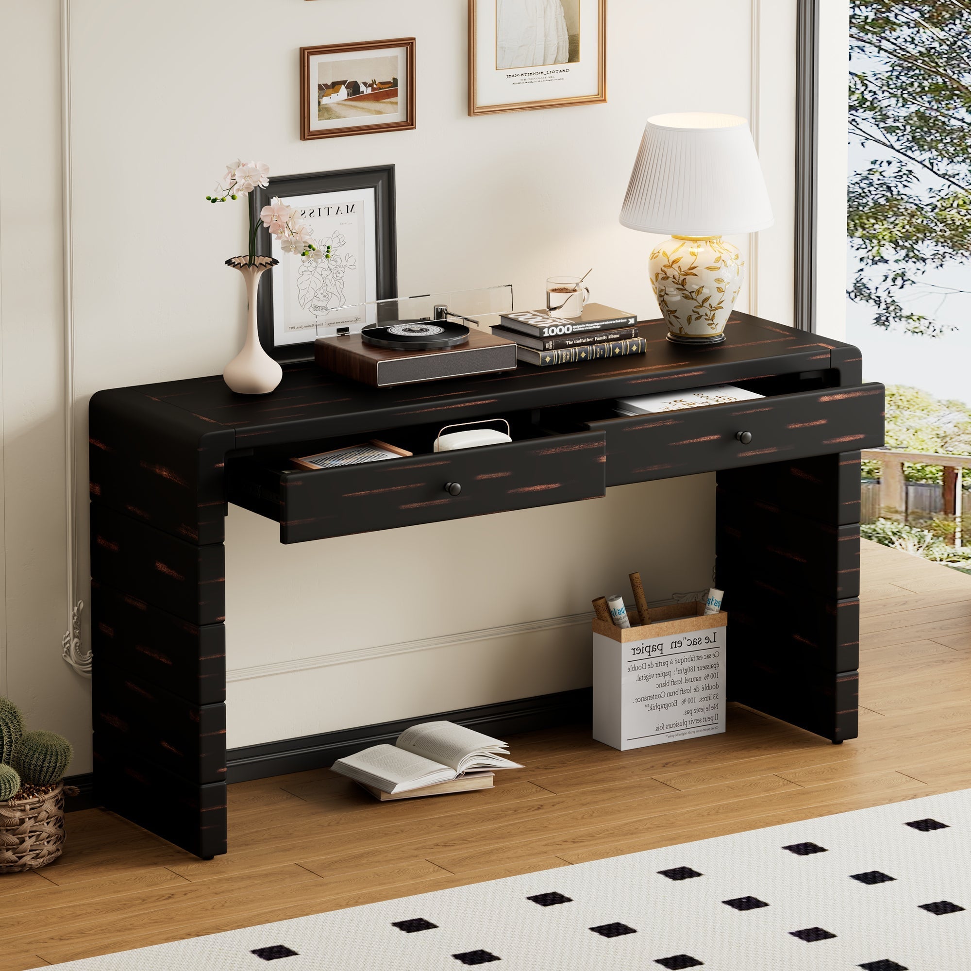 Curved Console Table with Storage