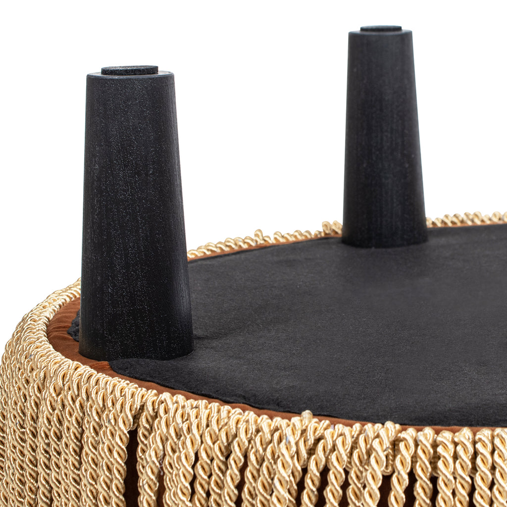 Yolanda 24" Round Upholstered Accent Ottoman - Burnt