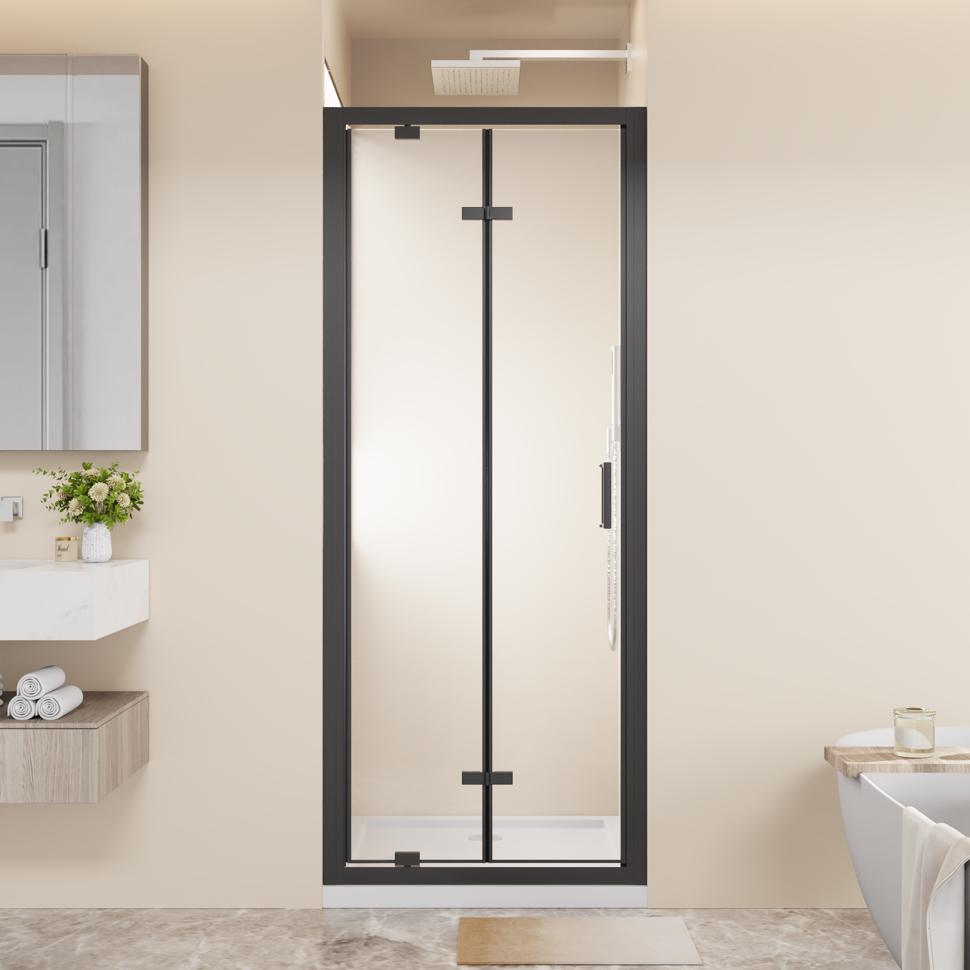Framed Bi-Fold Pivot Shower Door 30"x72"