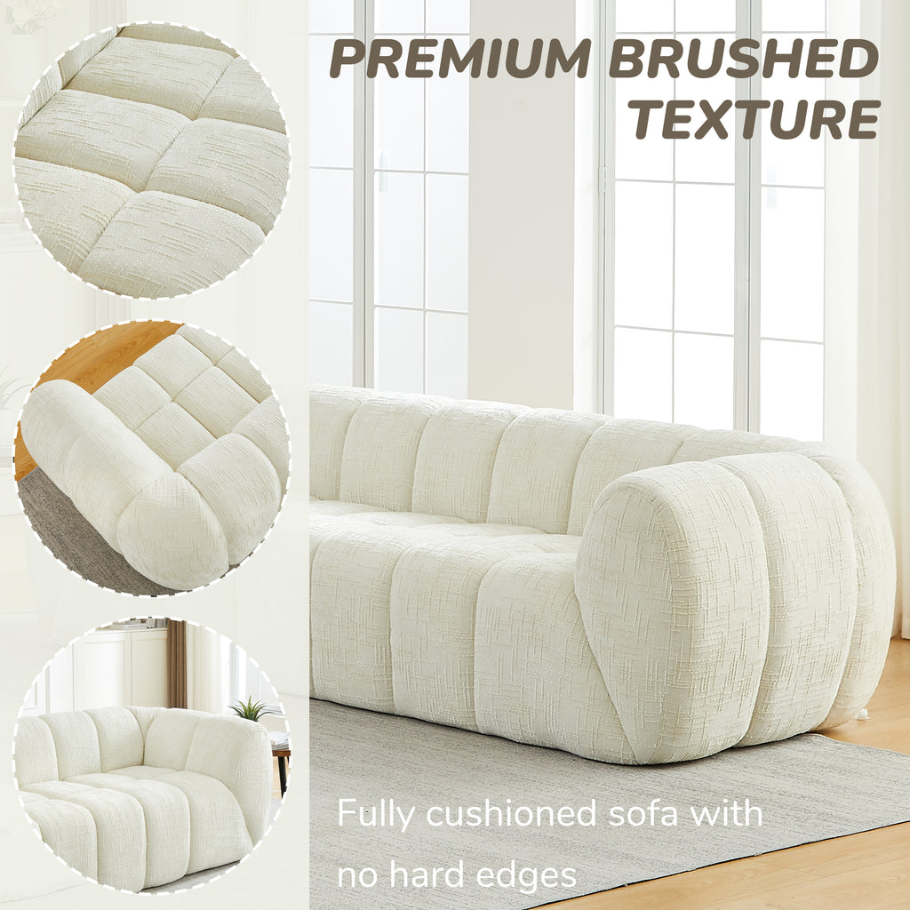 Chenille Pure Foam Sofa, Modern Quilted Cloud Sofa