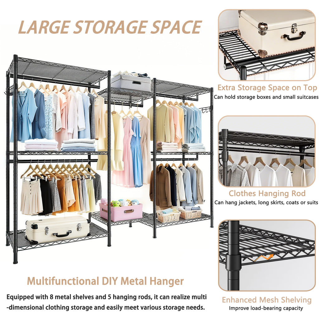 Heavy Duty Garment Rack, Freestanding Closet Organizer