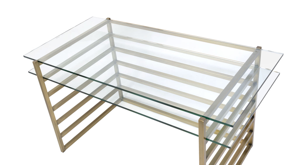Shona Clear Glass Top & Antique Writing Desk