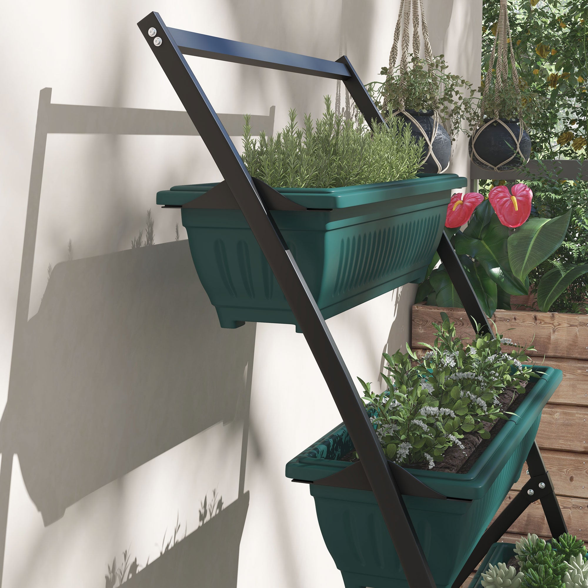 Outsunny Raised Garden Bed, 4 Tier Vertical Garden Planter Set