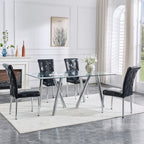 71-Inch Tempered Glass Dining Table with Sturdy Metal Legs