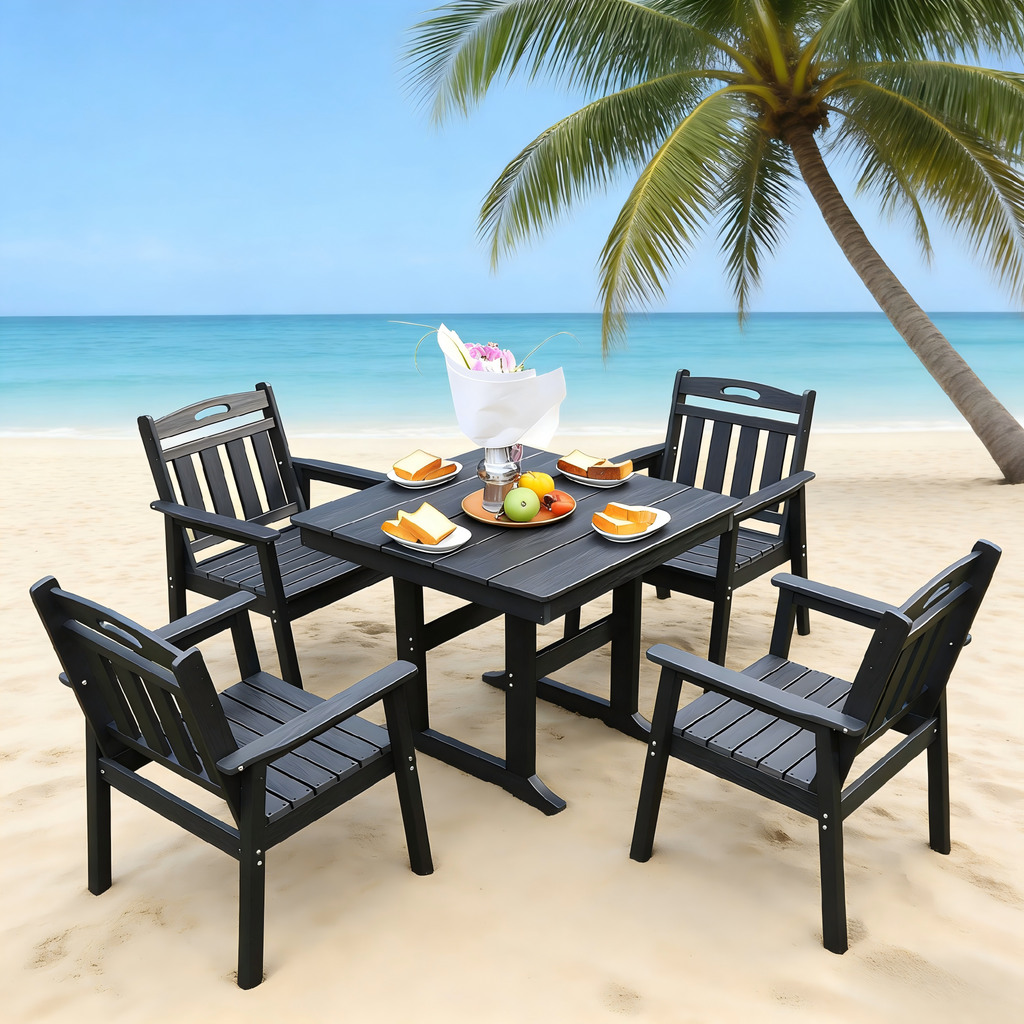 HDPE Outdoor Patio Dining Set with Table and Four Chairs