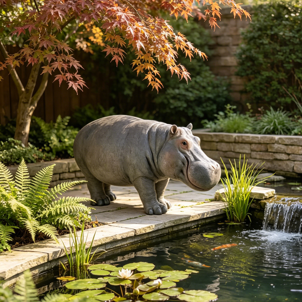 Weather Resistant Hippopotamus Garden Statue