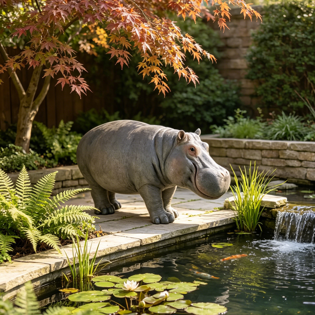 Weather Resistant Hippopotamus Garden Statue