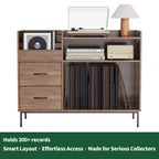 Record Player Stand with Storage for 500+ Albums