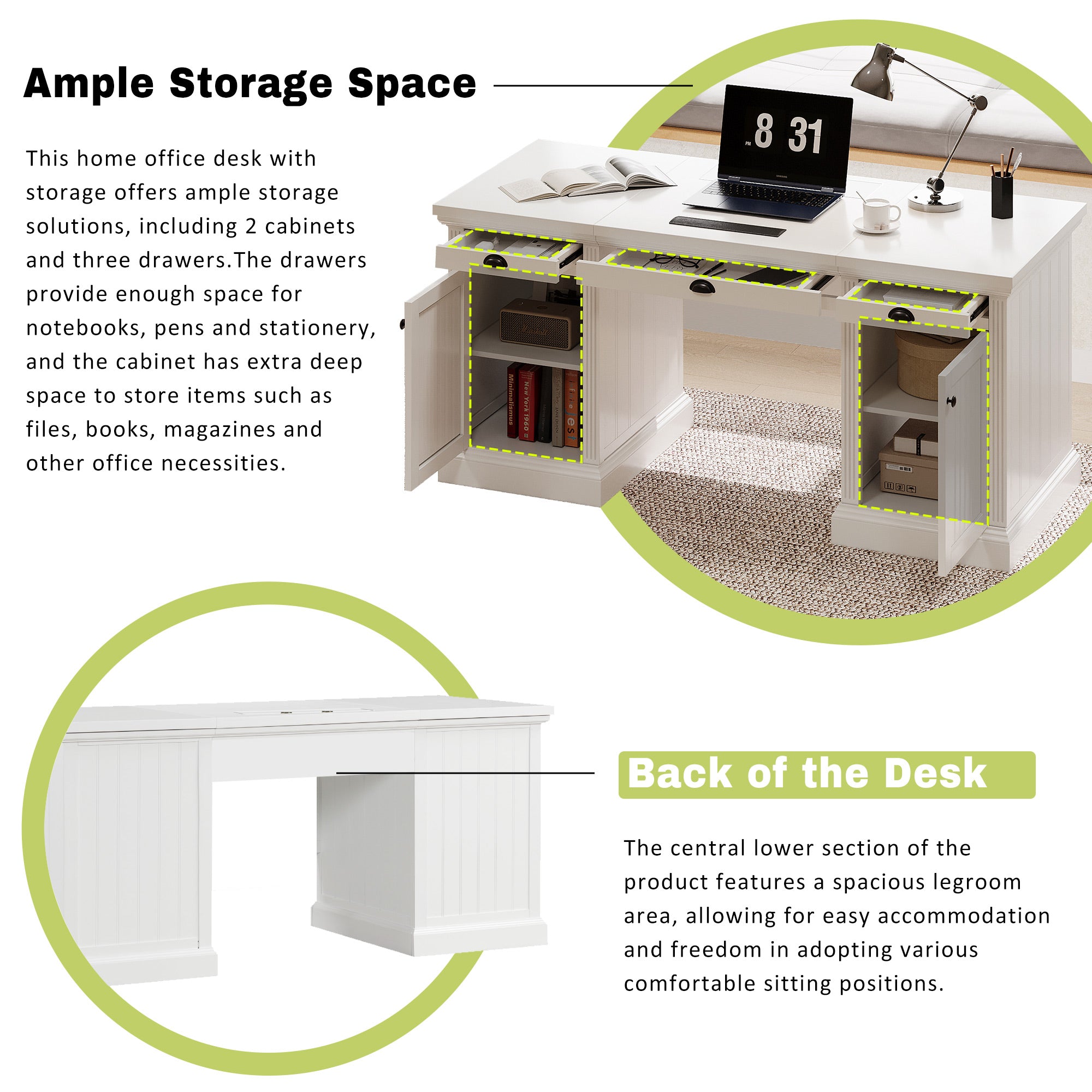 67" Modern Executive Desk with Storage Options