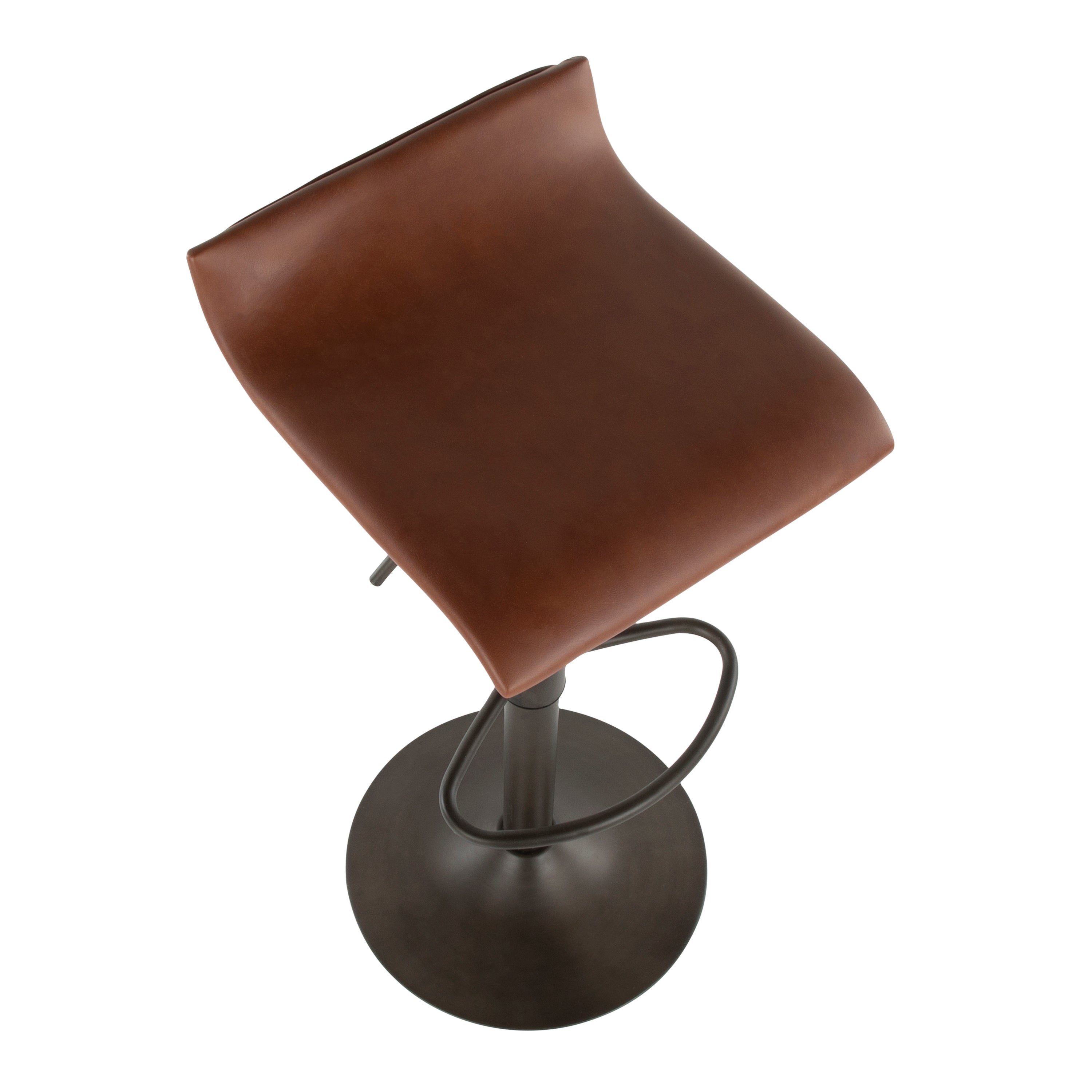 Barstool in Antique Metal and Faux Leather