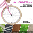 24 Inch Girls Bike, Steel Frame, Multiple Colors