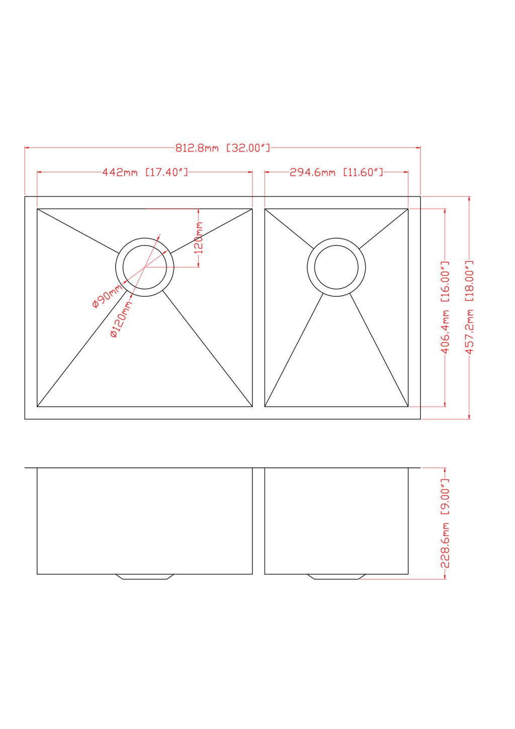 16 Gauge Stainless Steel Undermount Double Bowl Kitchen Sink