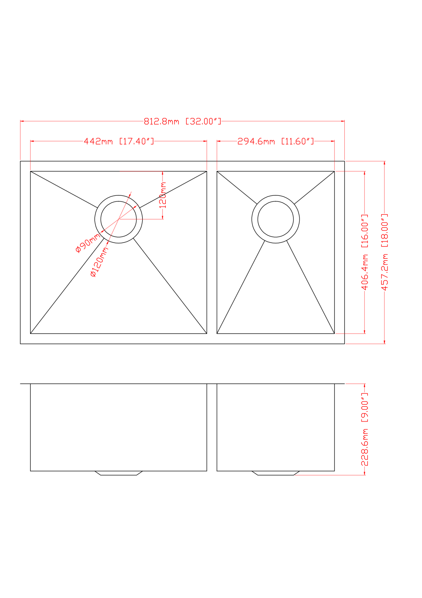 16 Gauge Stainless Steel Undermount Double Bowl Kitchen Sink