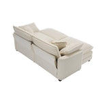 Corduroy Two-Seater Sofa with Ottoman