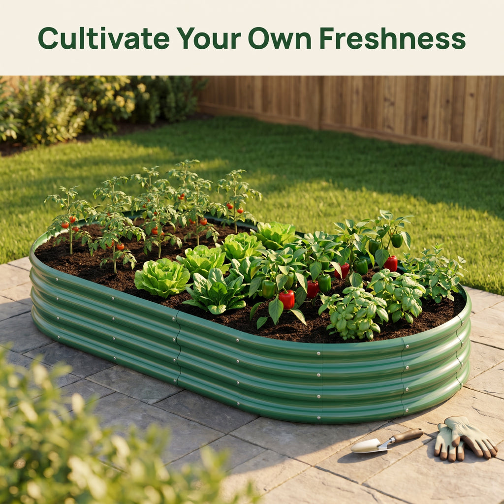 Galvanized Raised Garden Bed, 8x4x1 Foot, Heavy-Duty Metal Planter, Green