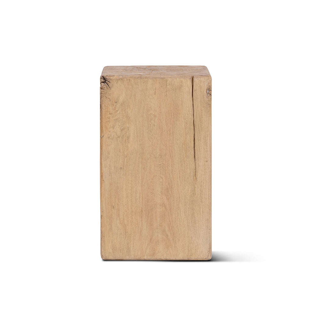 Umber Solid Reclaimed Pine Wood Side Table, 19.5-Inch, Light Natural