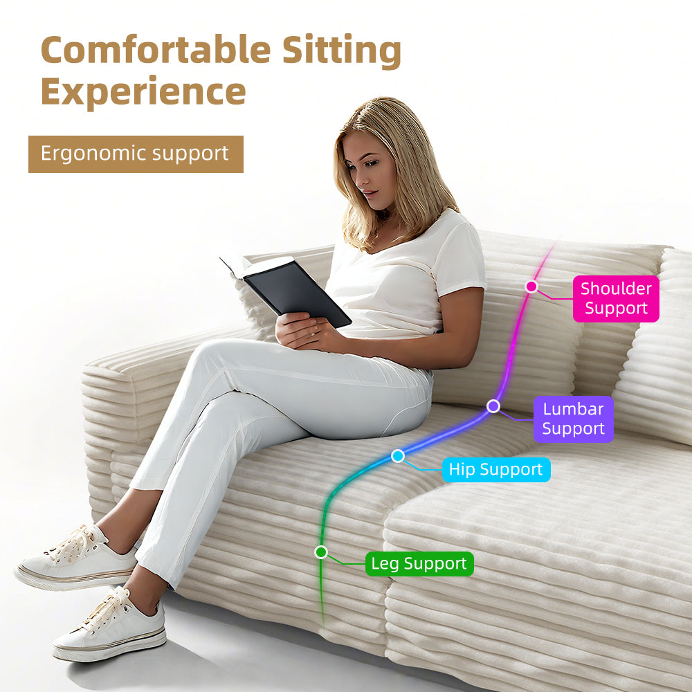Plush Corduroy 4-Seat Sofa