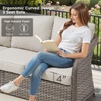 73.6" PE Wicker Rattan Outdoor Furniture Set, 3 Seat Sofa