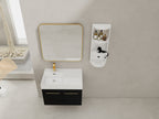 30 Inch Wall-Mounted Bathroom Vanity with Sink and Storage Rack