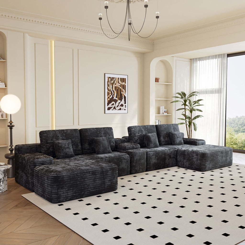 150" Width 5-Piece Sectional Sofa with 2 Ottomans