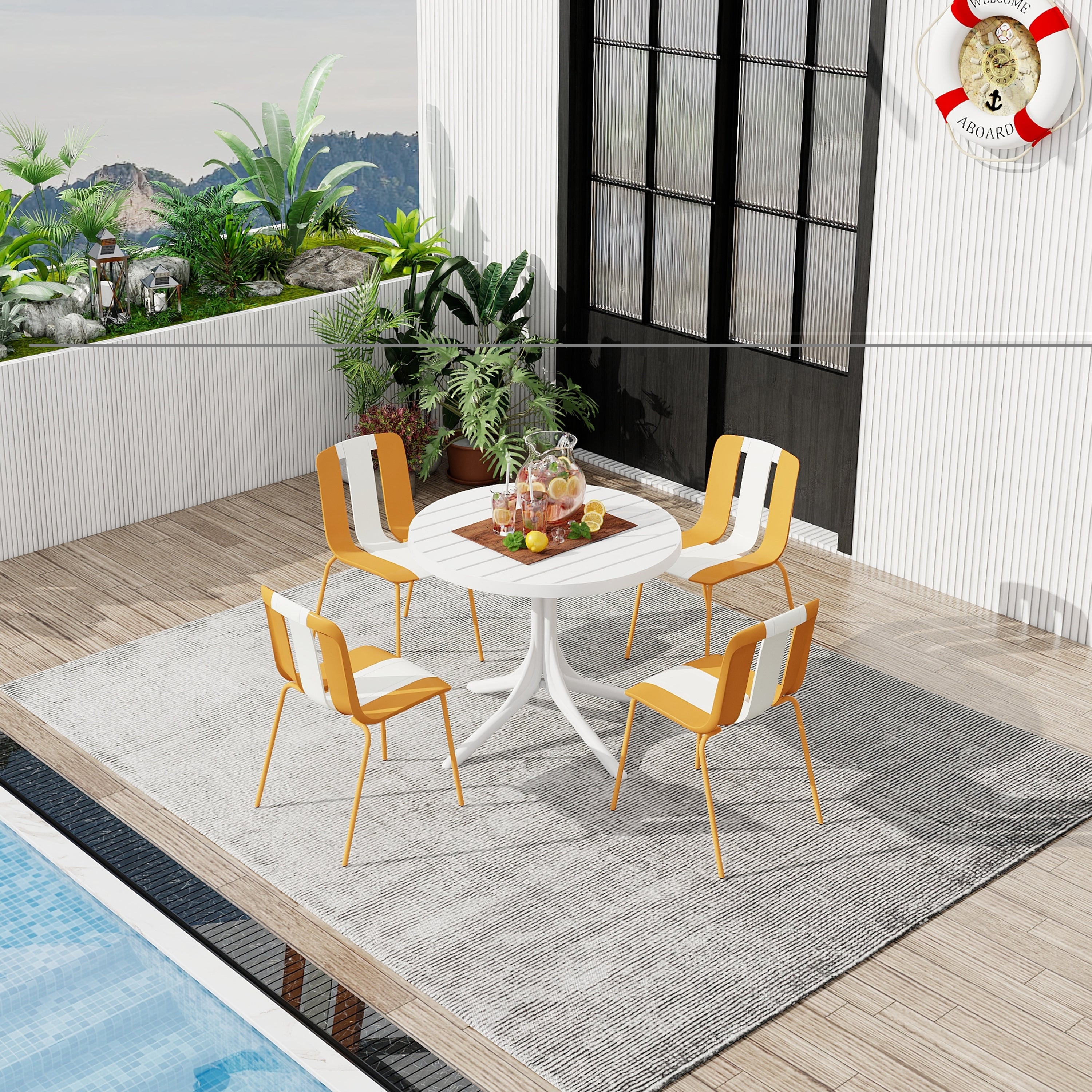 Summer 4-Pack Modern Striped Color Block Chairs