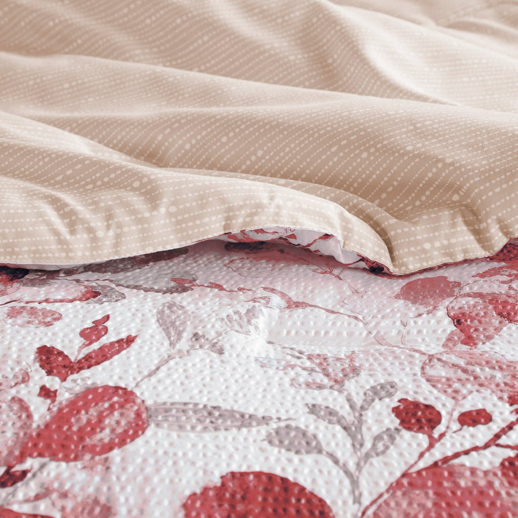3-Piece King/Cal King Reversible Floral Botanical Seersucker Comforter Set