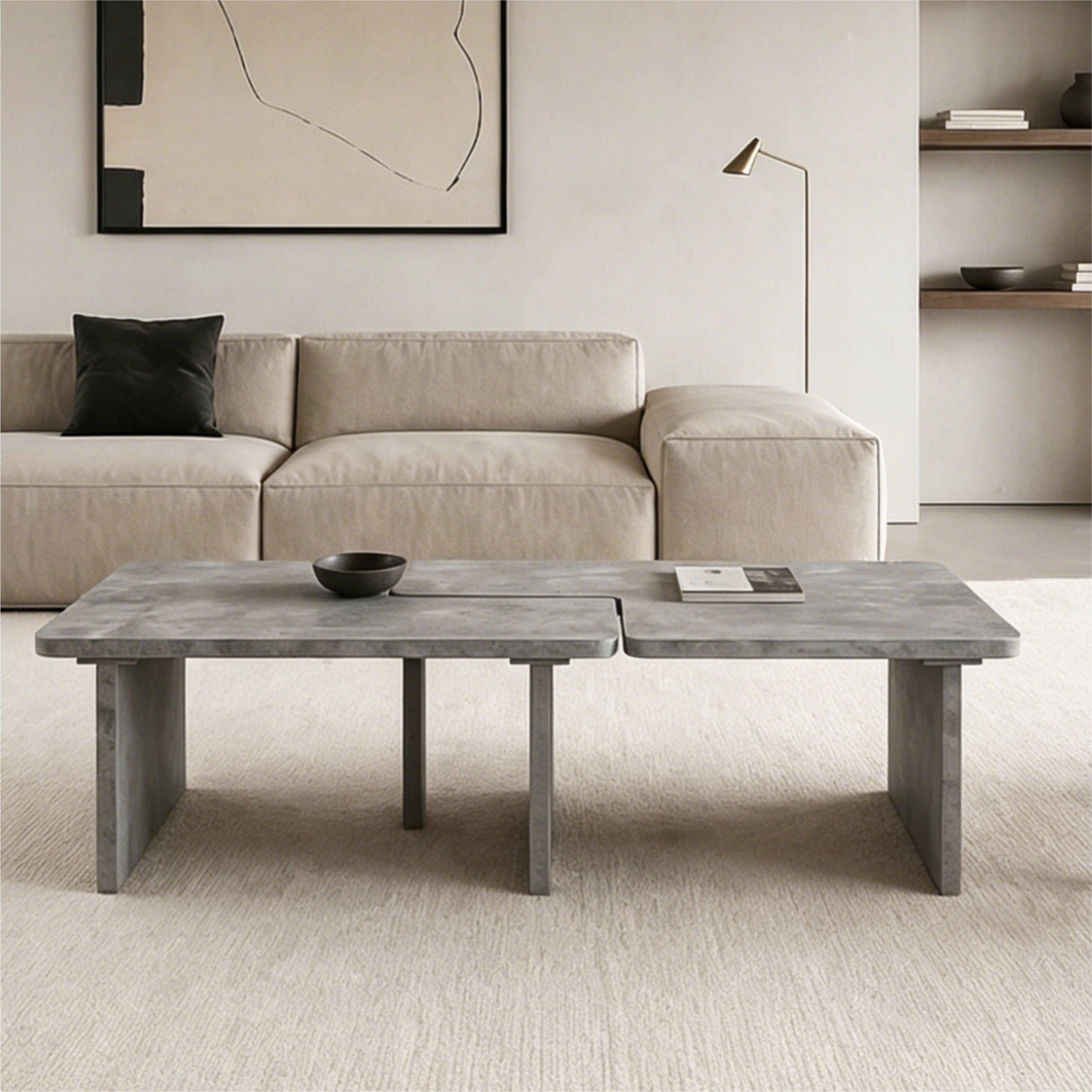 Modular Concrete Coffee Table Set of 2